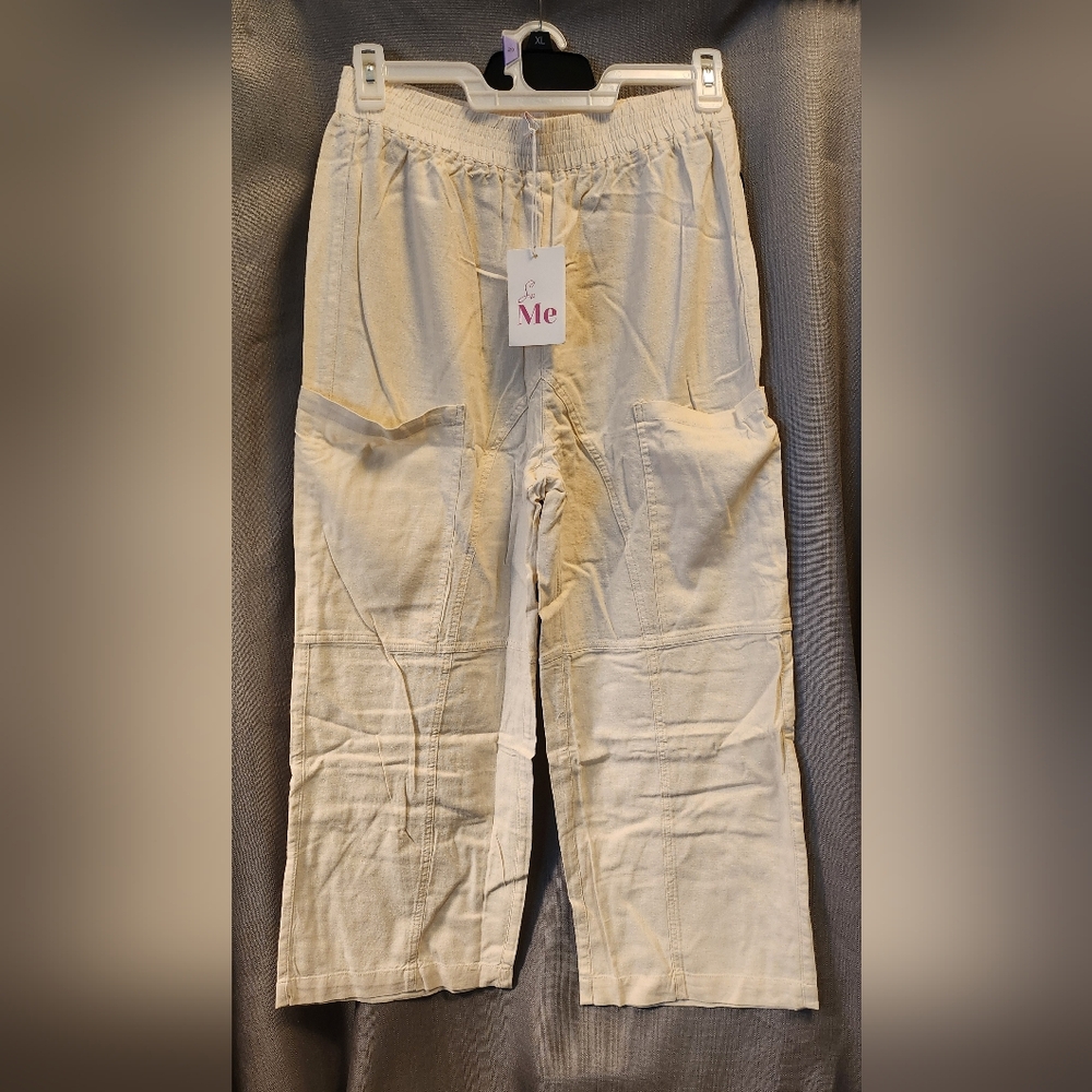 So ME BOHO Essentials Cream Casual Pants, Large